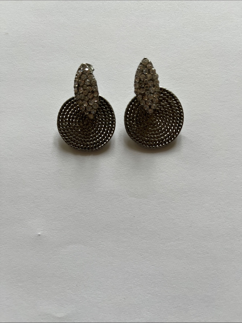 Silver-Tone Pavé Disc Drop Earrings